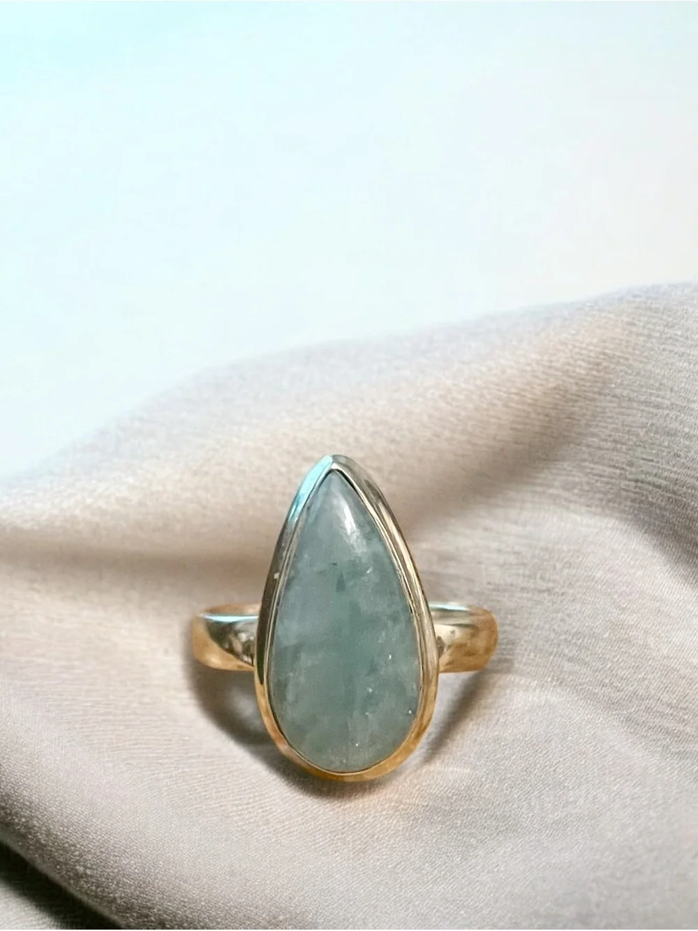 Aquamarine Sterling Silver Ring 925 Size 8